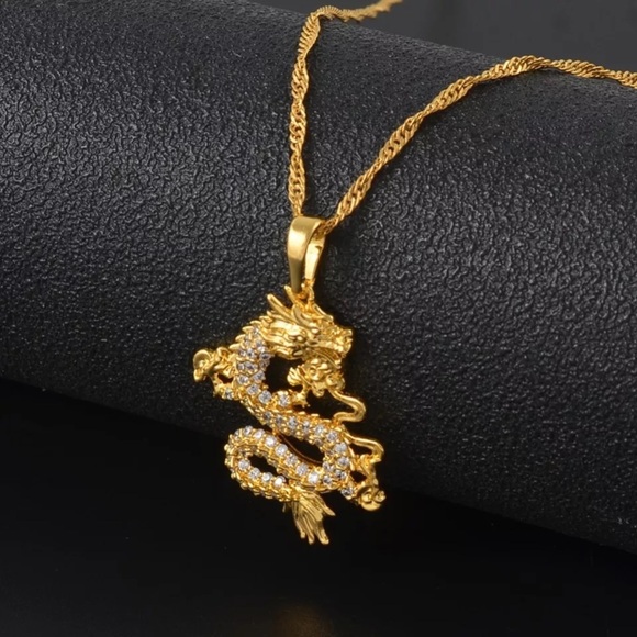 Jewelry - 18k dragon necklace, men dragon necklace